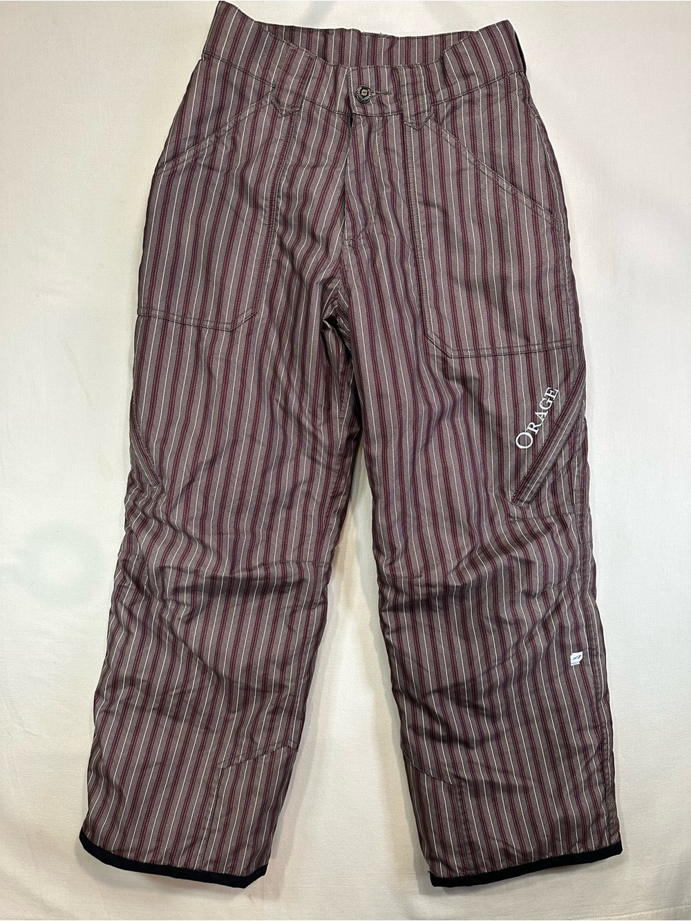 Orage Youth Striped Ski Snowboard Pants Burgundy Pinstripe Size 12 Like New